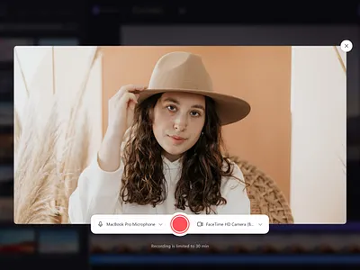 Camera Recorder camera clipchamp modal playback product design record recorder recording ui video video editing webcam