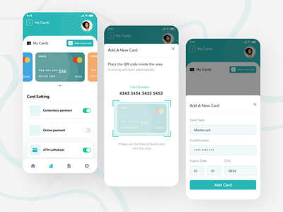 Bank app ui Add card and payment method screens app design mobile app online banking ui ux