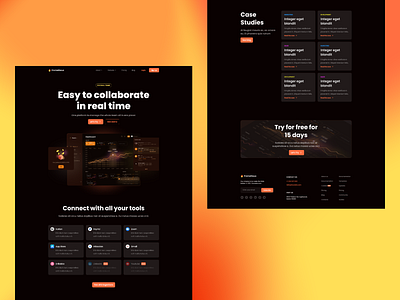SaaS website landing page dark besite dark colors marketing website orange webste product product website saas saas website web saas