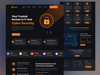 Cyber security platform landing page company cyber attacks cyber attacks protector cyberattack cybersecurity cybersecurity landingpage data security hacker internet security kit privacy saas landingpage secure security security patch shovon social security uiux design vpn website landingpage design