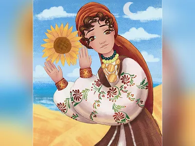 Remarkable Ukrainians | Mariia Zankovetska 2d art work artwork book illustration character art character design children book digital art illustration illustrator person portrait stand up for ukraine stop war sunflower support ukraine ukraine ukrainian ukrainian woman war in ukraine