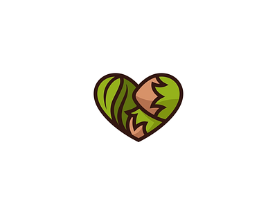 Love nuts brand branding cartoon design elegant food heart illustration logo logotype love mark modern nut nuts sign vector