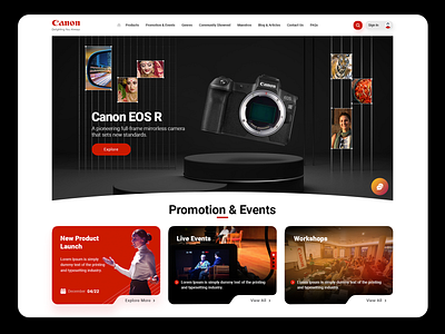 Canon EOS R Hub layout clean concept design graphic design header header banner idea layout page ui uiux website