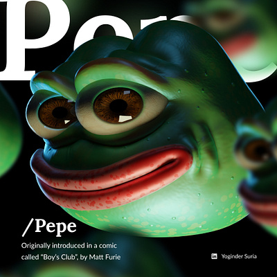 Pepe the frog l 3D character render 2d 3d 3d art 3d artist 3d graphic designer animation app assetstore betting blockchain casino crypto dashboard graphic design homepage illustration news social ui