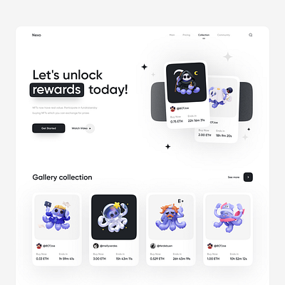 NFT Auction collection bitcoin crypto finance nft ui design ui ux design web design website