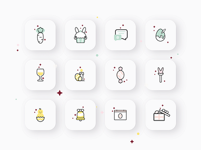 Easter Icons bunny colour easter easter egg flat icon set icons illustration ui