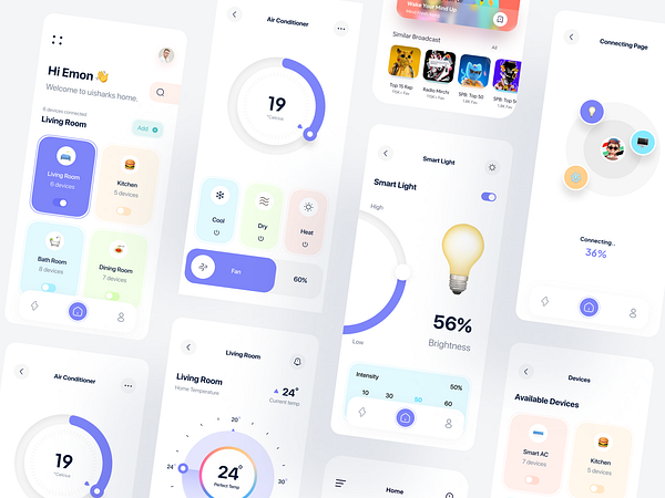 Smart Home App Design by Finlay Studio for Ui Sharks on Dribbble