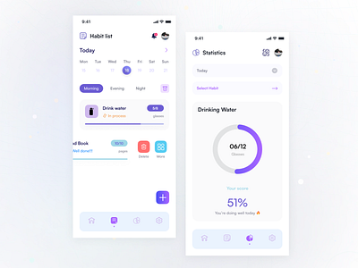 Habito | Health and habit tracking calendar exercise goal habit health home list live project meditation minimal minimalist productivity progress routine schedule task todo tracker tracking ui design