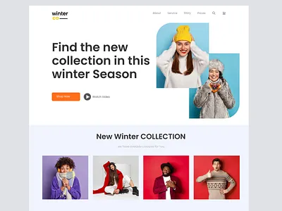 winter collection clothing store landing page website design clean dribbble2022 e commerce design ecommerce website fashion fashion design fashion website hopepage online shopping shopping style typography ui ux wear website website winter winter fashion website winter website design woman fashion