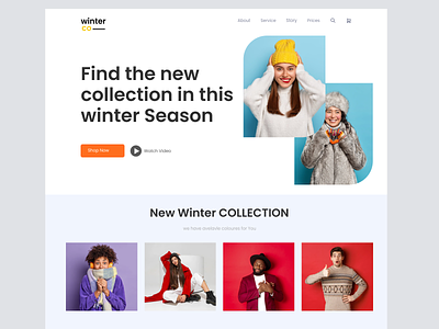 winter collection clothing store landing page website design clean dribbble2022 e-commerce design ecommerce website fashion fashion design fashion website hopepage online shopping shopping style typography ui ux wear website website winter winter fashion website winter website design woman fashion