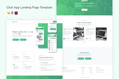 Chat App Landing Page Template app chat design landing landing page template ui ui design ui kit ux web