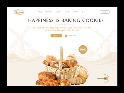 Bakery shop Web Header bakery beverage bitmatestudio chef cook culinary delicious dish eat food kitchen recipe service tasty ui ux web