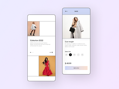 Women's clothing store SAOS app app store apparel clothing design dress fashion go shopping minimalism mobile photo purchases stile store studio ui ux vogue web white