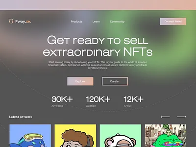 NFT Marketplace Web design. Dark mode. design landing page nft nft website ui web design
