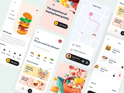 Food Delivery App app burger burger app clean delivery delivery app delivery ui fast food food app food delivery app food design food order map meat mobile app pizza ui uiux