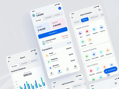 Finany - Expense Flow | Finance Management App analytics animation app design banking case study dashboard design finance finance app fintech invest mfs mobile app mobile banking money management stock adviser ui userexperience userinterface wallet