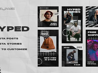 HYPED – STREETWEAR INSTAGRAM POSTS & STORIES PACK advertising animated commercial creatives fashion instagram marketing promotion sale shop shopping smm social social media store stories story streetwear trendy urban