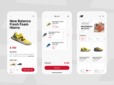 New Balance App Screens Design animation app design ecommerce graphic design motin ui