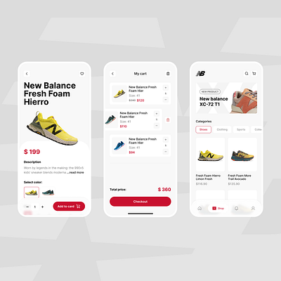 New Balance App Screens Design animation app design ecommerce graphic design motin ui