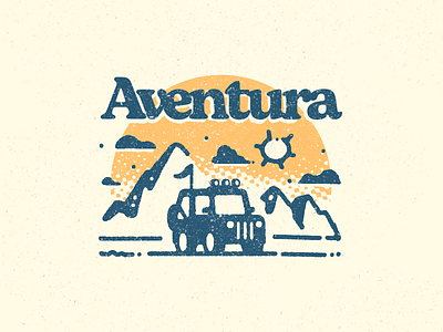 Aventura adventure adventures aventura badge hand drawn illustration jeep jeeps landscape mountain mountains offroad outdoor outdoors procreate suv