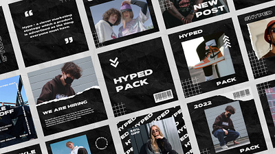 HYPED – STREETWEAR INSTAGRAM POSTS & STORIES PACK advertising animated commercial creatives fashion instagram marketing promotion sale shop smm social social media store stories story streetwear trendy urban