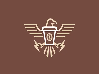 Coffee Eagle 📌 Logo for Sale bar bolt brain cafe coffee cup drink eagle energy fast food hawk heraldry lightning logo mascot power restaurant wings