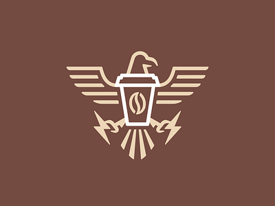 Coffee Eagle 📌 Logo for Sale bar bolt brain cafe coffee cup drink eagle energy fast food hawk heraldry lightning logo mascot power restaurant wings
