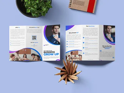 Trifold Brochure Design for Corporate Business Digital Agency 6 page design advertisement brochure bifold brochure brand details branding brochure design business magazine company promotion corporate flyer creative brochure digital agency graphic design multipage brochure print design services brochure design social media banner social media post trifold brochure unique concept