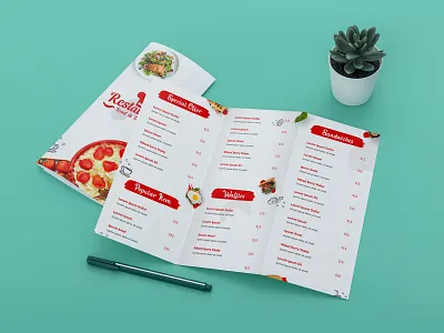 Trifold Brochure Design for Restaurant Food Menu Card Flyer bifold brochure brochure design creative brochure delicious food banner eye catchy design food brochure design food company food flyer food menu card food menu catalog food poster graphic design menu design restaurant brochure restaurant business restaurant flyer restaurant menu list social media banner social media post trifold brochure