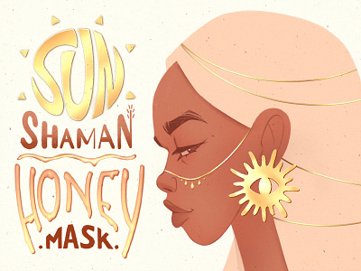 Sun Shaman honey mask. Packaging concept. cosmeti design graphic design illustration lettering mask packaging shaman skincare woman