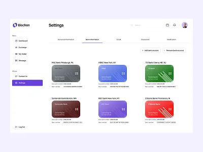 Bischen: Bank Information Interaction admin panel admin ui bank banking banking design dash dashboard dashboard ui design finance illustration interface user interface design ux web