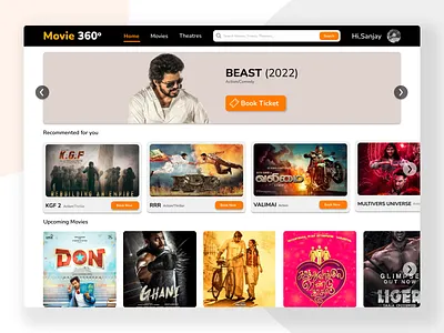 Ticket booking portal beast branding graphic design landing page movie booking scroll services ticket booking ui