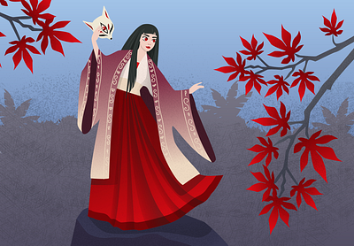 Kitsune / Illustration / Graininess design ill illustration vector