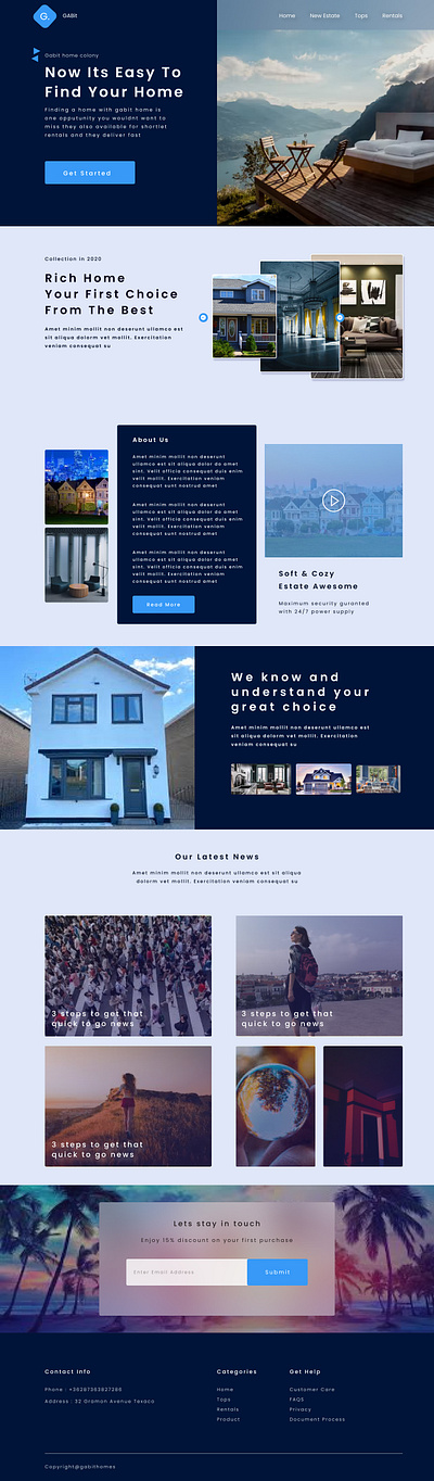 Gabit homes.. landing page site for real estate agents... branding ui uiux