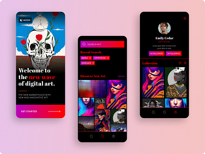 Moon NFT App: A Case Study app branding design digital design figma graphic design nft typography ui visual identity web