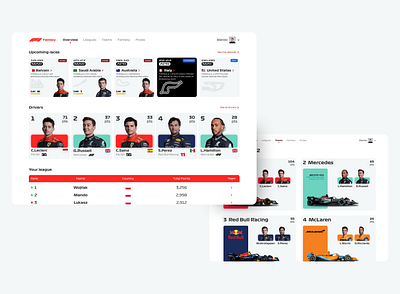 Formula 1 Fantasy Concept app architecture design f1 formula formula1 ui ux