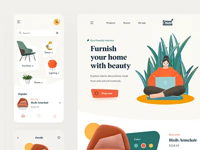 Green House UX-UI application design interface startup ui ux