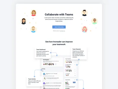 Teams Presentation avatars collaboration features landing teams tooltips ui web