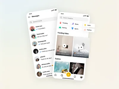 Snapbox Chat and Explore chat page explore page graphic design mobile mobile app design social media app design ui ui designer user interface ux