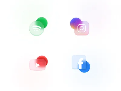 Glass Morphism Social Media Icon Design design glass morphism graphic design icon illustration logo social media ui vector visual design