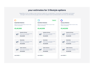 Interior design estimate estimate figma realestate ui web