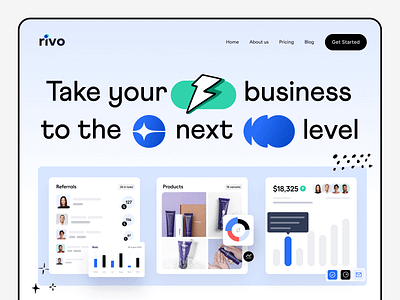 rivo shopify marketing platform for saas b2b addon analytics business data design homepage identity illustration landing page landingpage page payments product saas shopify startup ui webflow webpage website