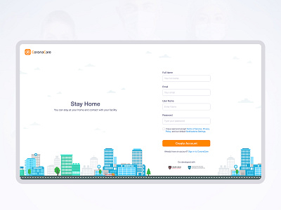 CoronaCare Portal - Sign in 04 Create Account appointment corona covid 19 doctor form healthcare hospital hospital care login medical care medical design patient registed registration sign in ui