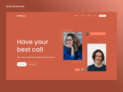 Landing Page - ChatApp Conference Call Service aesthetic call conference conference design interface landing page simple simplistic ui design video conference web web design website