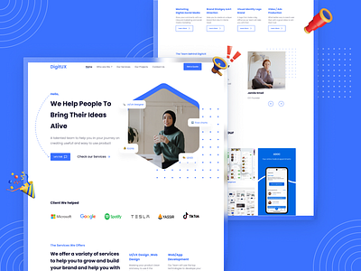 DIGITUX : Creative Digital Agency agency branding figma freebies interface landing page minimal minimalist portfolio services ui ui design ui kits uiux user ux ux design web agency web design web site design