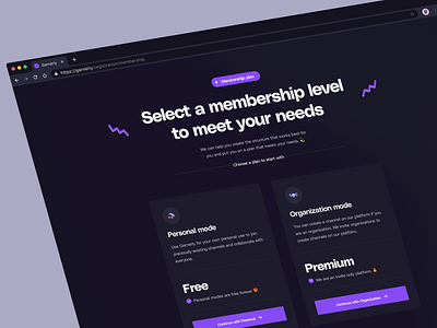 Membership Plan 3d blockchain community crypto dark darktheme design membership pricing productdesign registration signup ui uiux web web3.0 website