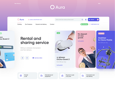 Ui/Ux Creative Design Aura Rent Shop behance case design flat landing minimal redesign rent shop ui ux web website