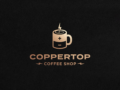 LOGO 15/30 - CopperTop Coffee Shop battery bolt coffee coffee shop copper lightning logo