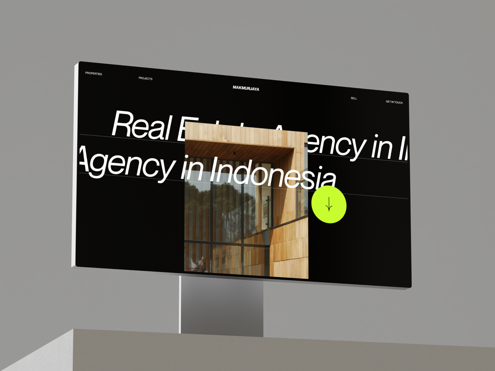 Makmur Jaya Interaction agency architecture brutalism building dark design landing page minimal portfolio properties real estate typography ui ux web web design website