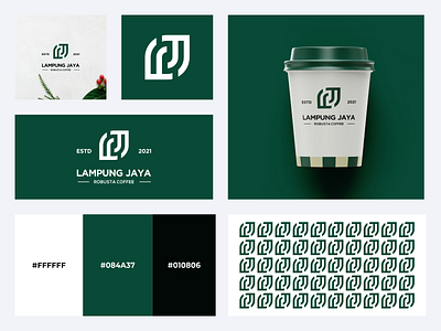 LAMPUNG JAYA ROBUSTA COFFEE LOGO brand brand guidelines brand identity branding coffee coffee logo color design illustration lj logo logo pattern pattern design prio hans typography vector